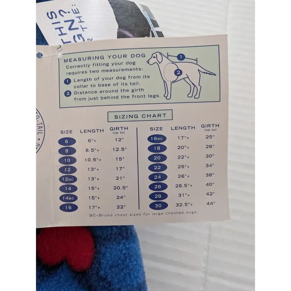 Fido Fleece Dog Coat Size 10 Blue Bone Print Made In USA Warm Winter Pet Jacket